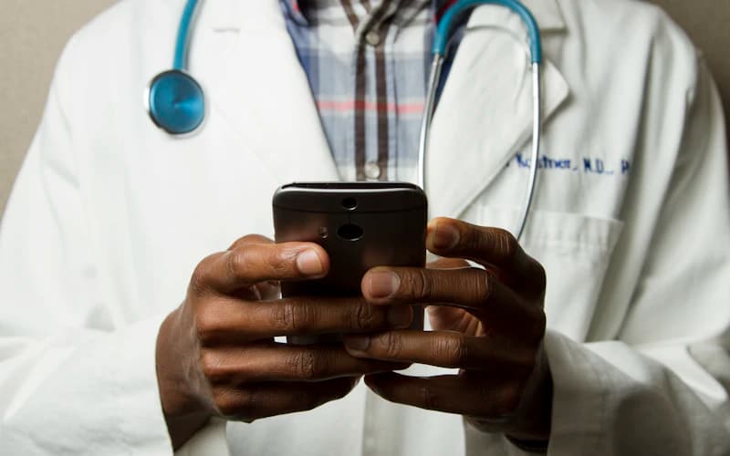 Healthcare professionals reviewing clinical information